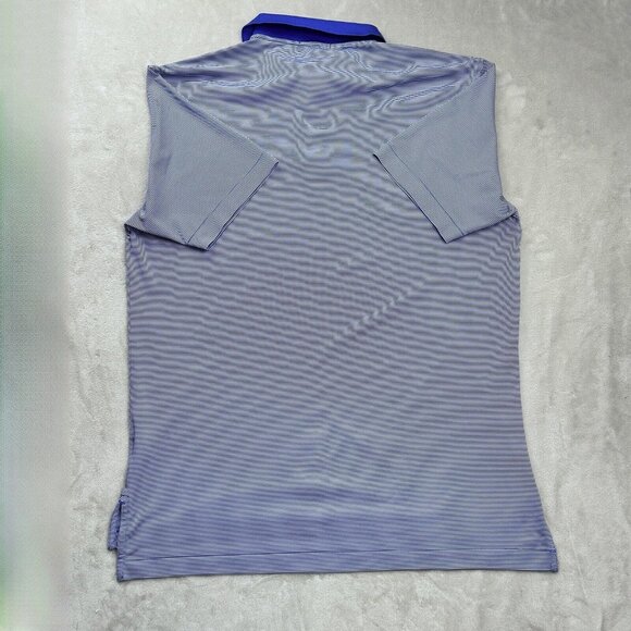 Peter Millar Summer Comfort Mens Medium Striped Polo Blue White Breathable - Picture 3 of 11